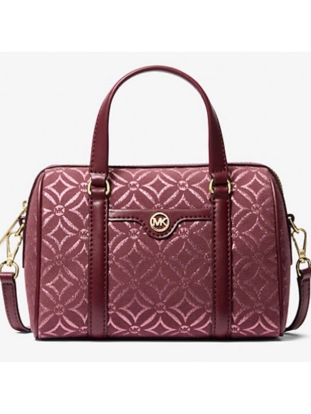 Michael Kors Small Metallic Logo Jacquard Duffle Crossbody Bag Euc